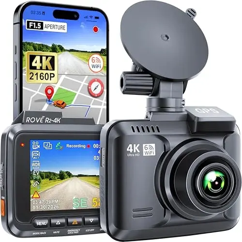 ROVE R2-4K Dash Cam Built-in WiFi GPS Car Dashboard Camera Recorder with UHD 2160P, 2.4
