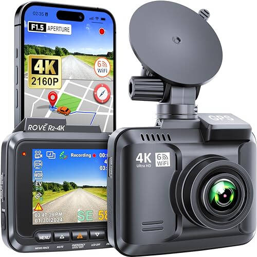 ROVE R2-4K ichki Wi-Fi GPS avtomobil paneli kamerasi yozuvchisi UHD 2160P, 2.4'' IPS ekran, 150° keng burchak, WDR, tungi ko'rish - 1