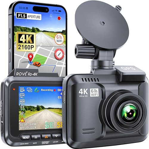 ROVE R2-4K ichki Wi-Fi GPS avtomobil paneli kamerasi yozuvchisi UHD 2160P, 2.4'' IPS ekran, 150° keng burchak, WDR, tungi ko'rish - ROVE