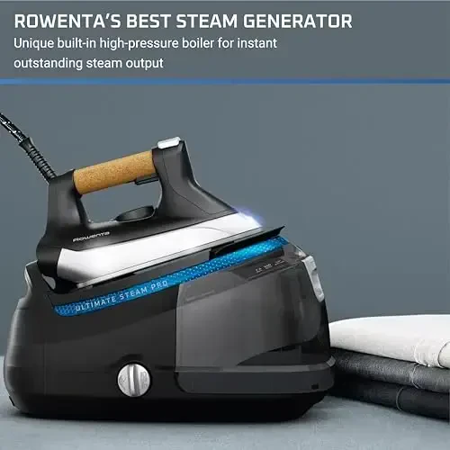 Rowenta, Dazmol, Ultimate Steam Pro Zanglamaydigan Po'lat Taglikli Professional Bug 'Stantsiyasi Kiyimlar uchun, 1800 Watt, 1.3L Olinadigan Tank, Qozon Texnologiyasi, Tez Isitish, Qora Kiyim Dazmoli, DG8668 - ROWENTA (1)