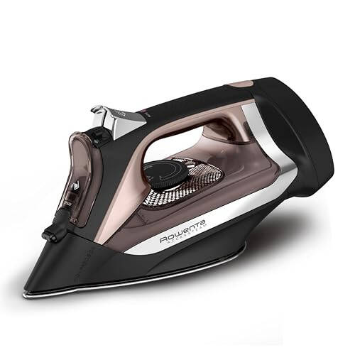 Rowenta, Iron, Access Stainless Steel Soleplate Steam Iron with Retractable Cord, Powerful Steam Diffusion, Auto-off, Anti-Drip, 1725 Watts, Ironing, Black Clothes Iron, DW2459 - 1