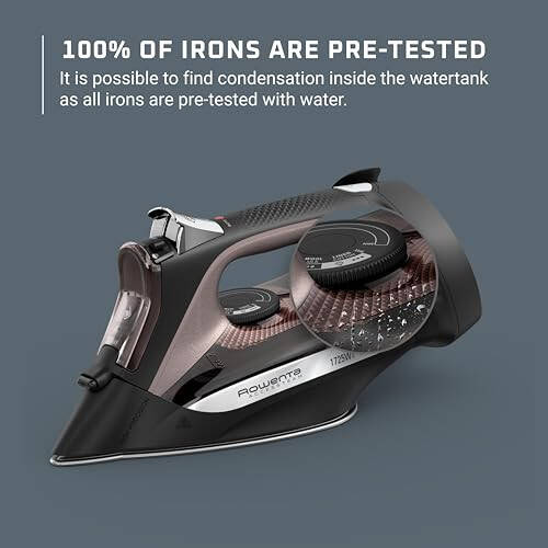 Rowenta, Iron, Access Stainless Steel Soleplate Steam Iron with Retractable Cord, Powerful Steam Diffusion, Auto-off, Anti-Drip, 1725 Watts, Ironing, Black Clothes Iron, DW2459 - 4