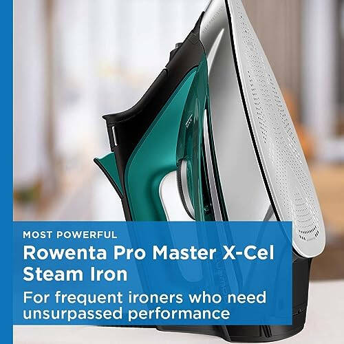 Rowenta, Iron, Pro Master Stainless Steel Soleplate Steam Iron for Clothes, 210 g/min, 400 Microsteam Holes, 1775 Watts, Auto-Off, Ironing, Green Clothes Iron, DW8360 - 10