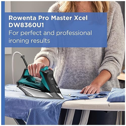 Rowenta, Iron, Pro Master Stainless Steel Soleplate Steam Iron for Clothes, 210 g/min, 400 Microsteam Holes, 1775 Watts, Auto-Off, Ironing, Green Clothes Iron, DW8360 - 11