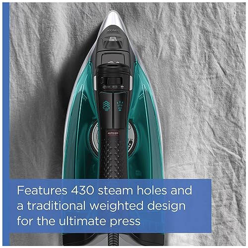 Rowenta, Iron, Pro Master Stainless Steel Soleplate Steam Iron for Clothes, 210 g/min, 400 Microsteam Holes, 1775 Watts, Auto-Off, Ironing, Green Clothes Iron, DW8360 - 12