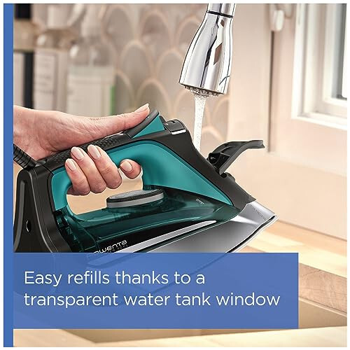 Rowenta, Iron, Pro Master Stainless Steel Soleplate Steam Iron for Clothes, 210 g/min, 400 Microsteam Holes, 1775 Watts, Auto-Off, Ironing, Green Clothes Iron, DW8360 - 8