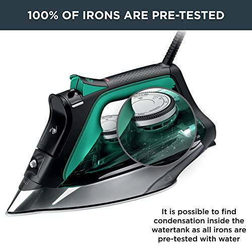 Rowenta, Iron, Pro Master Stainless Steel Soleplate Steam Iron for Clothes, 210 g/min, 400 Microsteam Holes, 1775 Watts, Auto-Off, Ironing, Green Clothes Iron, DW8360 - 4