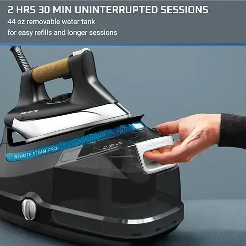 Rowenta, Iron, Ultimate Steam Pro Stainless Steel Soleplate Professional Steam Station for Clothes, 1800 Watts, 1.3L Removable Tank, Boiler Technology, Fast Heat Up, Black Clothes Iron, DG8668 - 6