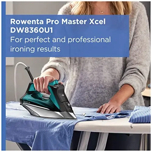 Rowenta Pro Master Stainless Steel Soleplate Steam Iron for Clothes, 210 g/min, 400 Microsteam Holes, Cotton, Wool, Poly, Silk, Linen, Nylon, 1775 Watts Iron Steamer for Clothes, Powerful Steam DW8360 - 3