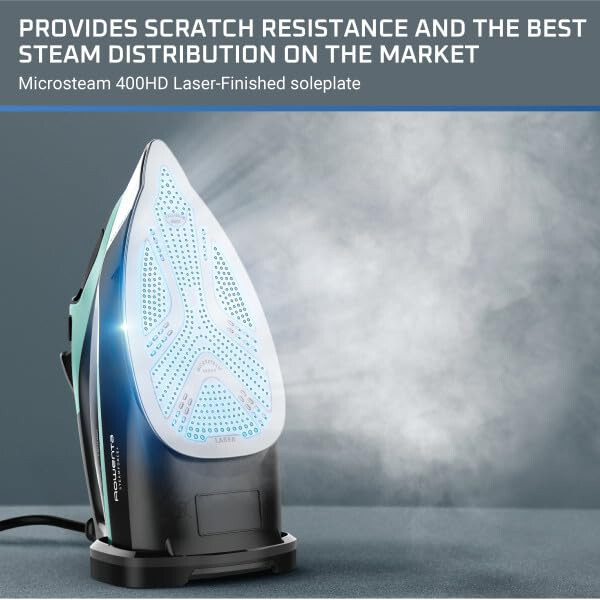 Rowenta Steam Force Stainless Steel Soleplate Steam Iron for Clothes 400 Microsteam Holes 1800 Watts Ironing, Fabric Steamer, Garment Steamer, Digital Display, Precision Tip DW9440 - 10