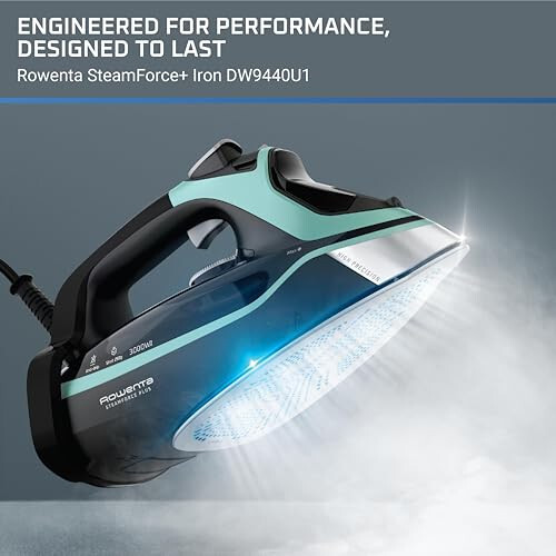 Rowenta Steam Force Stainless Steel Soleplate Steam Iron for Clothes 400 Microsteam Holes 1800 Watts Ironing, Fabric Steamer, Garment Steamer, Digital Display, Precision Tip DW9440 - 2