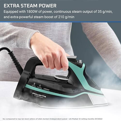 Rowenta Steam Force Stainless Steel Soleplate Steam Iron for Clothes 400 Microsteam Holes 1800 Watts Ironing, Fabric Steamer, Garment Steamer, Digital Display, Precision Tip DW9440 - 6