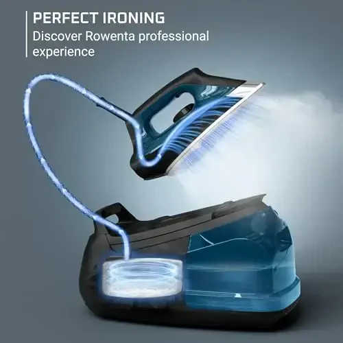 Rowenta Steam Station, Stainless Steel Soleplate, Professional Iron Steamer for Clothes, 1.1L Removable Tank, Fast Heat Up, 1800 Watts, Blue Clothes Iron, DG8624 - 3