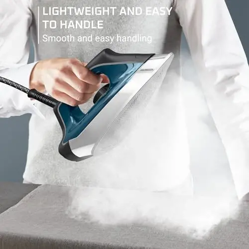 Rowenta Steam Station, Stainless Steel Soleplate, Professional Iron Steamer for Clothes, 1.1L Removable Tank, Fast Heat Up, 1800 Watts, Blue Clothes Iron, DG8624 - 6