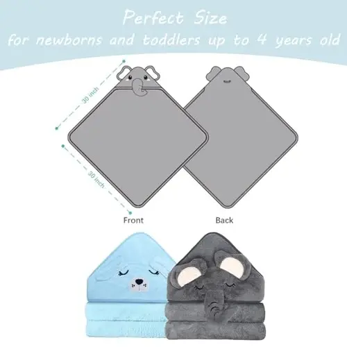 ROXANEPIG 2 Pack Hooded Baby Towel - Premium Soft Bath Towel for Bathtub for Babie, Newborn, Infant - Ultra Absorbent, Natural Baby Stuff Towel for Boy and Girl (Elephant, Dog) - 6