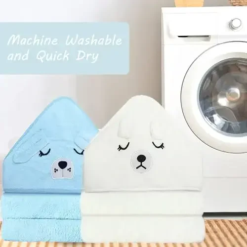ROXANEPIG 2 Pack Hooded Baby Towel - Premium Soft Bath Towel for Bathtub for Babie, Newborn, Infant - Ultra Absorbent, Natural Baby Stuff Towel for Boy and Girl (White & Blue) - 6
