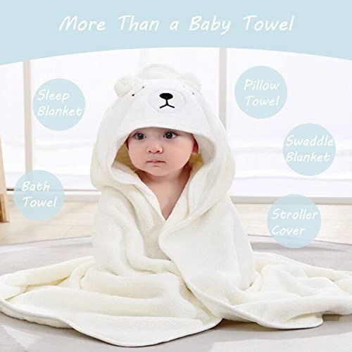 ROXANEPIG 2 Pack Hooded Baby Towels - Premium Ultra Soft Organic Baby Bath Towel – Absorbent and Hypoallergenic Towels for Baby Boy Girl, Toddler, Newborn Essentials (Elephant & Bear) - 2