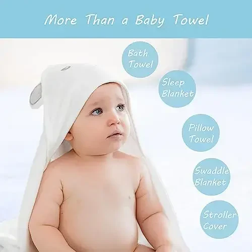 ROXANEPIG 2 Pack Hooded Baby Towels - Premium Ultra Soft Organic Baby Bath Towel – Absorbent and Hypoallergenic Towels for Baby Boy Girl, Toddler, Newborn Essentials (Grey & Orange: Bear) - 3