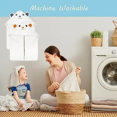 ROXANEPIG 2 Pack Hooded Baby Towels - Premium Ultra Soft Organic Baby Bath Towel – Absorbent and Hypoallergenic Towels for Baby Boy Girl, Toddler, Newborn Essentials (Grey & Orange: Bear) - 6