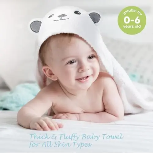 ROXANEPIG 2 Pack Hooded Baby Towels - Premium Ultra Soft Organic Baby Bath Towel – Absorbent and Hypoallergenic Towels for Baby Boy Girl, Toddler, Newborn Essentials (Grey & Orange: Bear) - 2