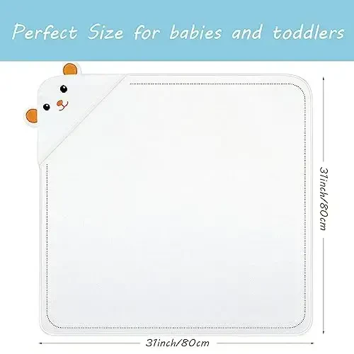 ROXANEPIG 2 Pack Hooded Baby Towels - Premium Ultra Soft Organic Baby Bath Towel – Absorbent and Hypoallergenic Towels for Baby Boy Girl, Toddler, Newborn Essentials (Grey & Orange: Bear) - 5