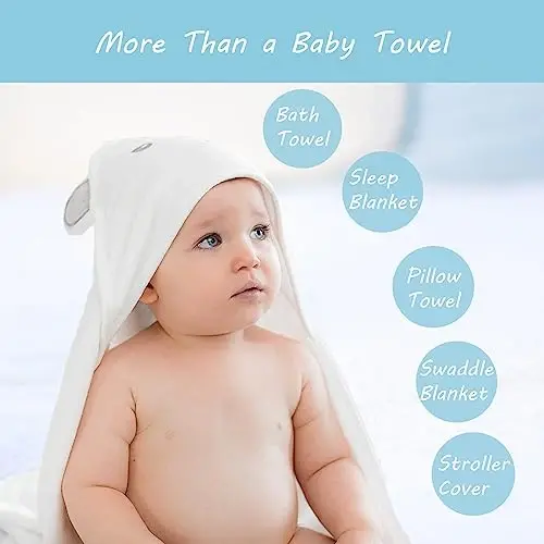 ROXANEPIG 2 Pack Hooded Baby Towels - Premium Ultra Soft Organic Baby Bath Towel – Absorbent and Hypoallergenic Towels for Baby Boy Girl, Toddler, Newborn Essentials (Grey & Orange: Bear) - 3