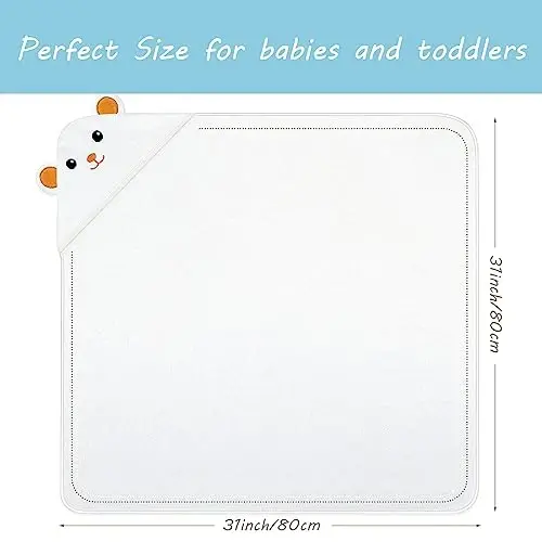 ROXANEPIG 2 Pack Hooded Baby Towels - Premium Ultra Soft Organic Baby Bath Towel – Absorbent and Hypoallergenic Towels for Baby Boy Girl, Toddler, Newborn Essentials (Grey & Orange: Bear) - 5