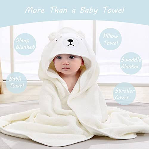 ROXANEPIG 2 Pack Hooded Baby Towels - Premium Ultra Soft Organic Baby Bath Towel – Absorbent and Hypoallergenic Towels for Baby Boy Girl, Toddler, Newborn Essentials (Elephant & Bear) - 2