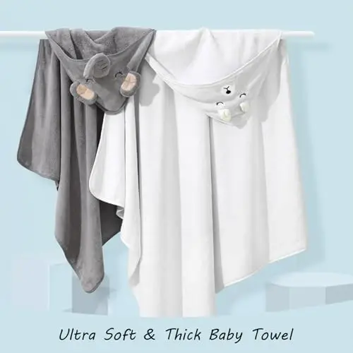 ROXANEPIG Hooded Baby Towels - Premium Ultra Soft Organic Baby Bath Towel – Absorbent and Hypoallergenic Towels for Baby Boy Girl, Toddler, Newborn Essentials (1 Pack Elephant) - 3
