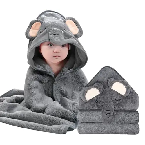 ROXANEPIG Hooded Baby Towels - Premium Ultra Soft Organic Baby Bath Towel – Absorbent and Hypoallergenic Towels for Baby Boy Girl, Toddler, Newborn Essentials (1 Pack Elephant) - 5
