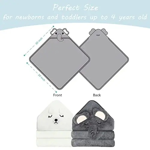 ROXANEPIG Hooded Baby Towels - Premium Ultra Soft Organic Baby Bath Towel – Absorbent and Hypoallergenic Towels for Baby Boy Girl, Toddler, Newborn Essentials (1 Pack Elephant) - ROXANEPIG