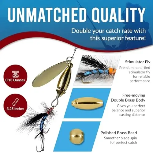 RoxStar Fly Strikers Blue Series - Hand-Crafted in The USA - Proven Nationwide Most Versatile Fishing Spinner for Bass, Trout, Pike, Steelhead- Stop Fishing - 5