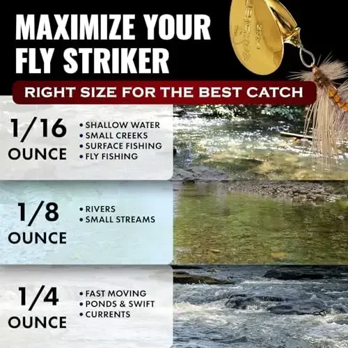 RoxStar Fly Strikers butun mamlakat bo'ylab har qanday spinnerdan ko'ra ko'proq baliq ovlashga ishonch hosil qiladi | AQShda qo'lda bog'langan | Eng ko'p qirrali baliq ovlash spinneri! Trout uchun baliq ovlash vasvasasi, shuningdek, Bass & Steelhead uchun | Baliq ovlashni to'xtating - tutishni boshlang - 6