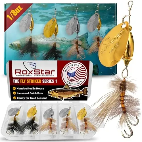 RoxStar Fly Strikers Har qanday spinnerdan ko'ra baliq ovlashda ishonchli ekanligi butun mamlakat bo'ylab isbotlangan | AQShda qo'lda bog'langan | Eng ko'p qirrali baliq ovlash spinneri! Forel uchun o'lja, shuningdek, bass va po'lat boshli baliq uchun | Baliq ovlashni to'xtating - baliq tutishni boshlang - 1