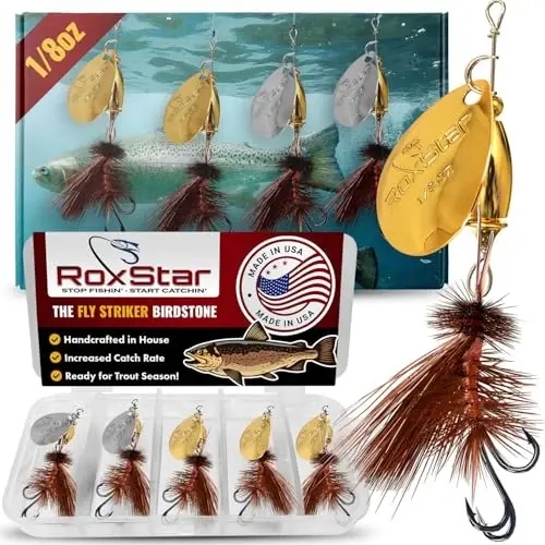 RoxStar Fly Strikers: Har qanday spinnerdan ko'ra ko'proq baliq tutish uchun butun mamlakat bo'ylab sinovdan o'tgan | AQShda qo'lda bog'langan | Eng ko'p qirrali baliq ovlash spinneri! Alabalık yemi, shuningdek, bass va po'lat boshli baliqlar uchun | Baliq ovlashni to'xtating - tutishni boshlang - 1