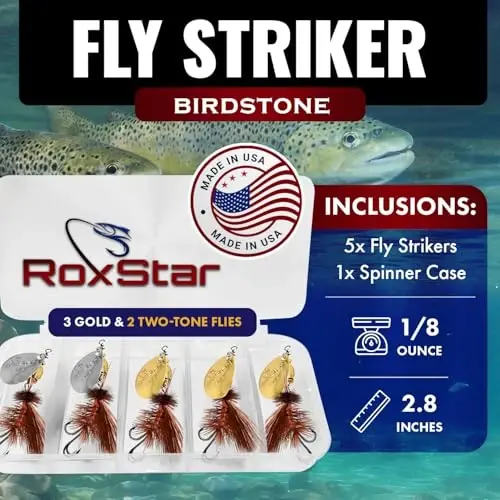 RoxStar Fly Strikers: Har qanday spinnerdan ko'ra ko'proq baliq tutish uchun butun mamlakat bo'ylab sinovdan o'tgan | AQShda qo'lda bog'langan | Eng ko'p qirrali baliq ovlash spinneri! Alabalık yemi, shuningdek, bass va po'lat boshli baliqlar uchun | Baliq ovlashni to'xtating - tutishni boshlang - ROXSTAR LURES (1)