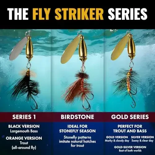 RoxStar Fly Strikers: Har qanday spinnerdan ko'ra ko'proq baliq tutish uchun butun mamlakat bo'ylab sinovdan o'tgan | AQShda qo'lda bog'langan | Eng ko'p qirrali baliq ovlash spinneri! Alabalık yemi, shuningdek, bass va po'lat boshli baliqlar uchun | Baliq ovlashni to'xtating - tutishni boshlang - 6