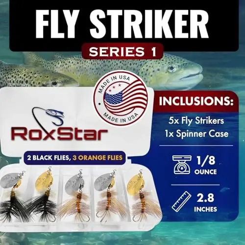 RoxStar Fly Strikers Proven Nationwide to Out-Fish Any Spinner | Hand-Tied in The USA | Most Versatile Fishing Spinner Ever! Trout Lure Also for Bass & Steelhead | Stop Fishing - Start Catching - ROXSTAR LURES (1)