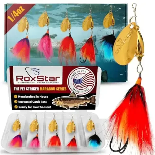 RoxStar Fly Strikers Proven Nationwide to Out-Fish Any Spinner | Hand-Tied in The USA | Most Versatile Fishing Spinner Ever! Trout Lure Also for Bass & Steelhead | Stop Fishing - Start Catching - 1