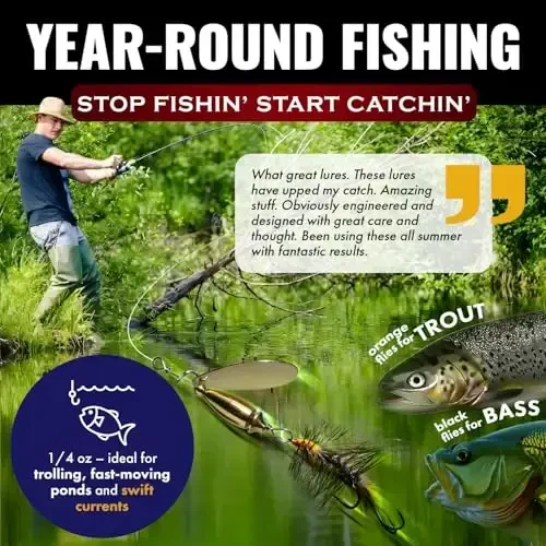 RoxStar Fly Strikers - Proven Nationwide to Out-Fish Any Spinner | Hand-Tied in The USA | Most Versatile Fishing Spinner Ever! Trout, Bass, Steelhead | Stop Fishing - Start Catching - 6