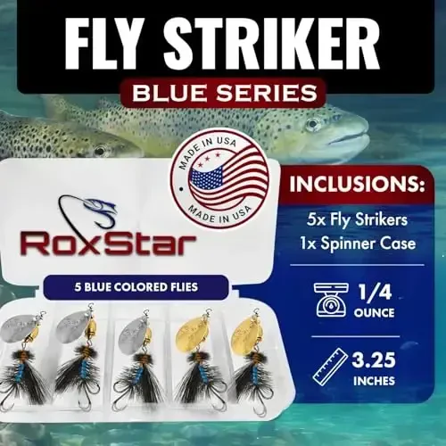 RoxStar Fly Strikers Proven Nationwide to Out-Fish Any Spinner | Hand-Tied in The USA | Most Versatile Fishing Spinner Ever! Trout Lure Also for Bass & Steelhead | Stop Fishing - Start Catching - ROXSTAR LURES (1)
