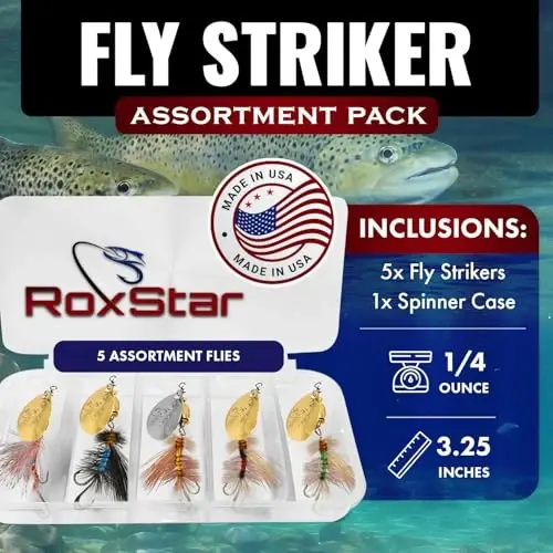 RoxStar Fly Strikers Spinnerdan ko'ra har qanday baliqni ovlash uchun butun mamlakat bo'ylab isbotlangan | AQShda qo'lda bog'langan | Eng ko'p qirrali baliq ovlash spinneri! Alabalık uchun ham bas va po'lat boshli baliqlar uchun mo'ljallangan baliq ovlash vositasi | Baliq ovlashni to'xtating - ushlashni boshlang - 2