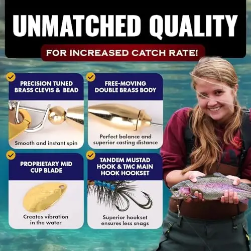 RoxStar Fly Strikers Spinnerdan ko'ra har qanday baliqni ovlash uchun butun mamlakat bo'ylab sinovdan o'tgan | AQShda qo'lda bog'langan | Eng ko'p qirrali baliq tutuvchi spinner! Trout uchun ham Bass & Steelhead uchun baliq ovi | Baliq ovlashni to'xtating - tutishni boshlang - 5