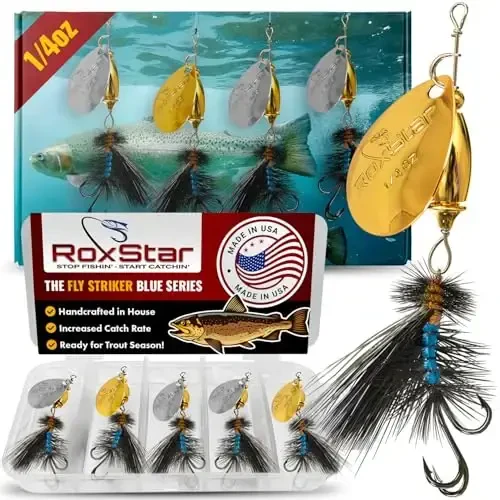 RoxStar Fly Strikers Proven Nationwide to Out-Fish Any Spinner | Hand-Tied in The USA | Most Versatile Fishing Spinner Ever! Trout Lure Also for Bass & Steelhead | Stop Fishing - Start Catching - 1