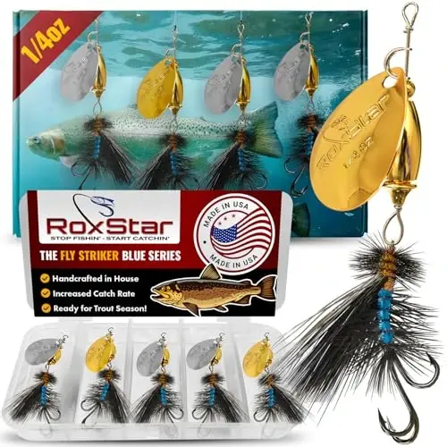 RoxStar Fly Strikers Blue Series - Hand-Crafted in The USA - Proven Nationwide Most Versatile Fishing Spinner for Bass, Trout, Pike, Steelhead- Stop Fishing - ROXSTAR LURES