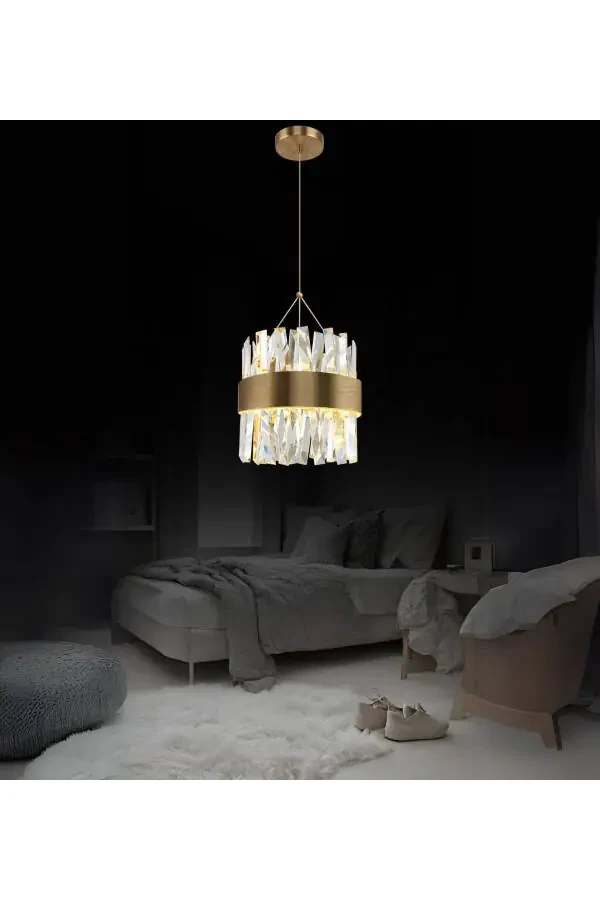 Roxy 13-Light Chandelier with Hanging Stones LED Crystal Stone Hall Hotel Lobby High Ceiling Lighting - 1