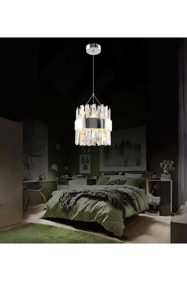 Roxy 13 ta'mli osilgan toshli Led Lyustral Kristal tosh zal mehmonxona lobisi baland ship Aydınlatma - 1