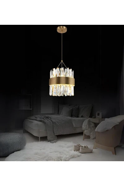 Roxy 13'lü Sarkıt Taşlı Led Avize Kristal Taş Salon Otel Lobi Yüksek Tavan Aydınlatma-Eskitme - RONİSU AYDINLATMA