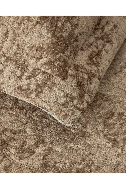 Royal Charm Kadife Çift Kişilik Yatak Örtüsü Takımı Gümüş-Gümüş - 3