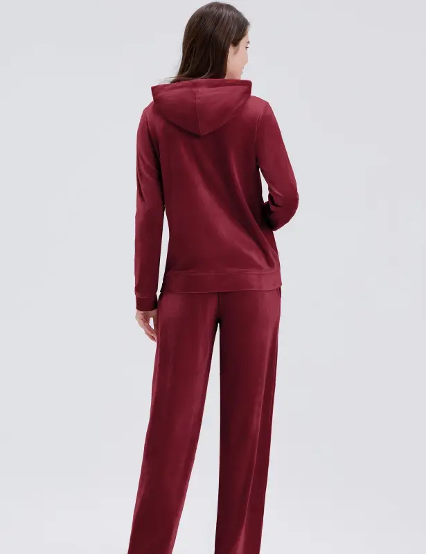 ROYAL MATRIX Women's Velour Sweatsuits - 2 Pieces Velvet Tracksuits Long Sleeve Full Zip Outfits Hoodie & Sweatpants Sets (Wine, M)- - 6